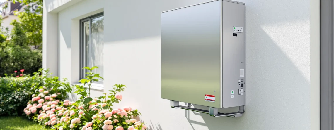 Pompe à chaleur installée sur maison contemporaine