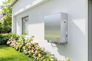 Pompe à chaleur installée sur maison contemporaine