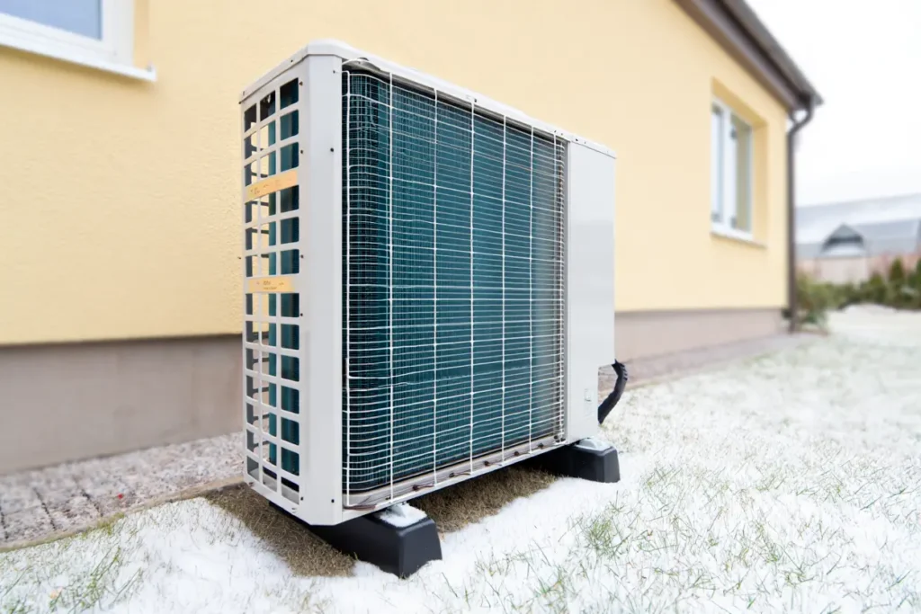 Pompe à chaleur en fonctionnement hivernal