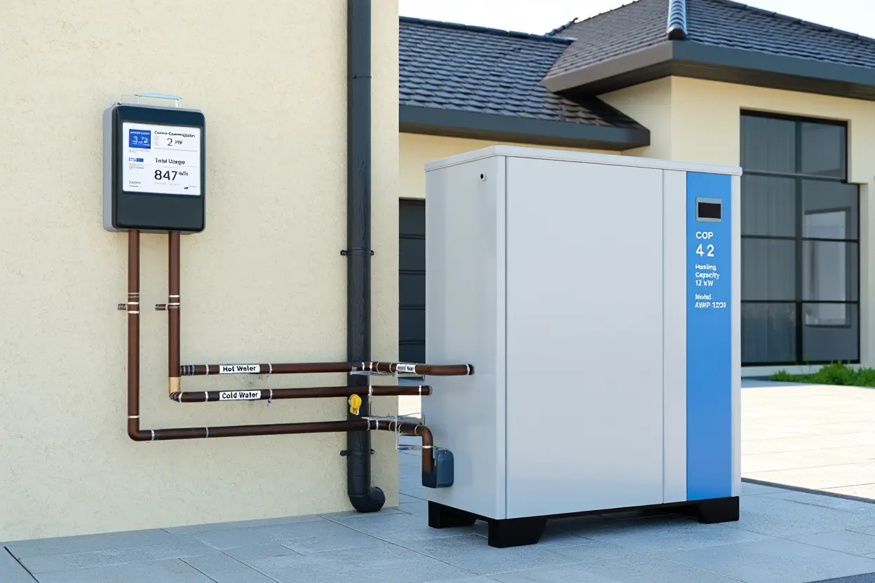 Pompe à chaleur avec compteur de consommation