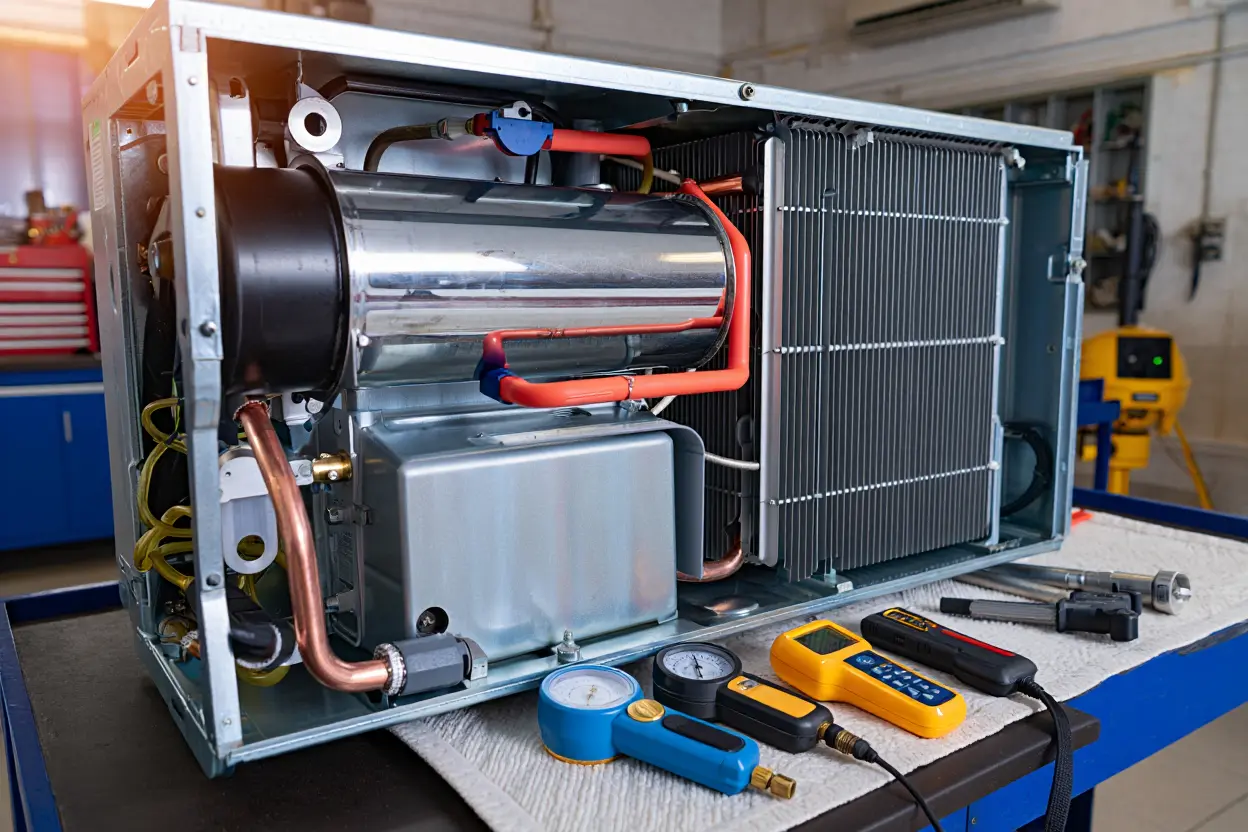 Composants internes d'une pompe à chaleur