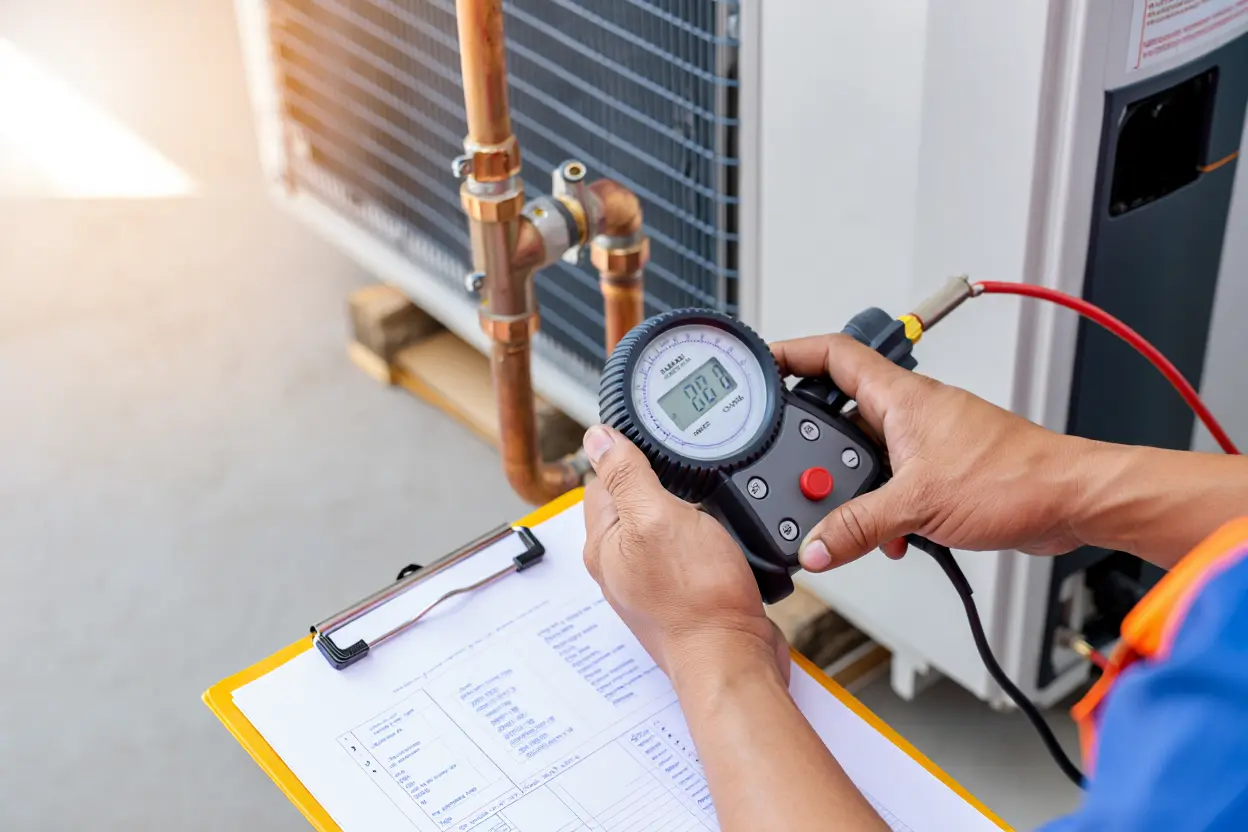 Test d'étanchéité pompe à chaleur lors de l'entretien