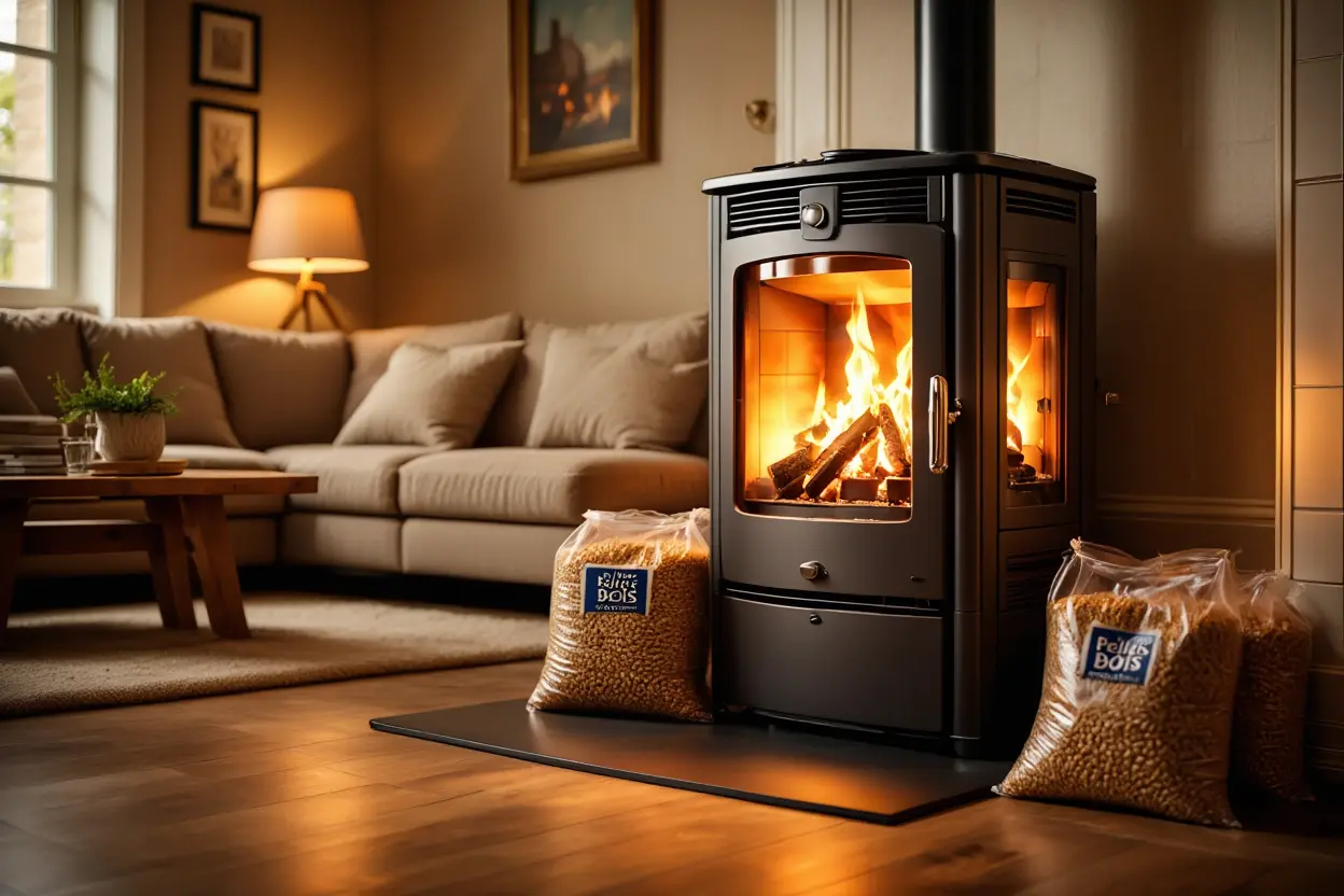 Poêle à granulés en fonctionnement