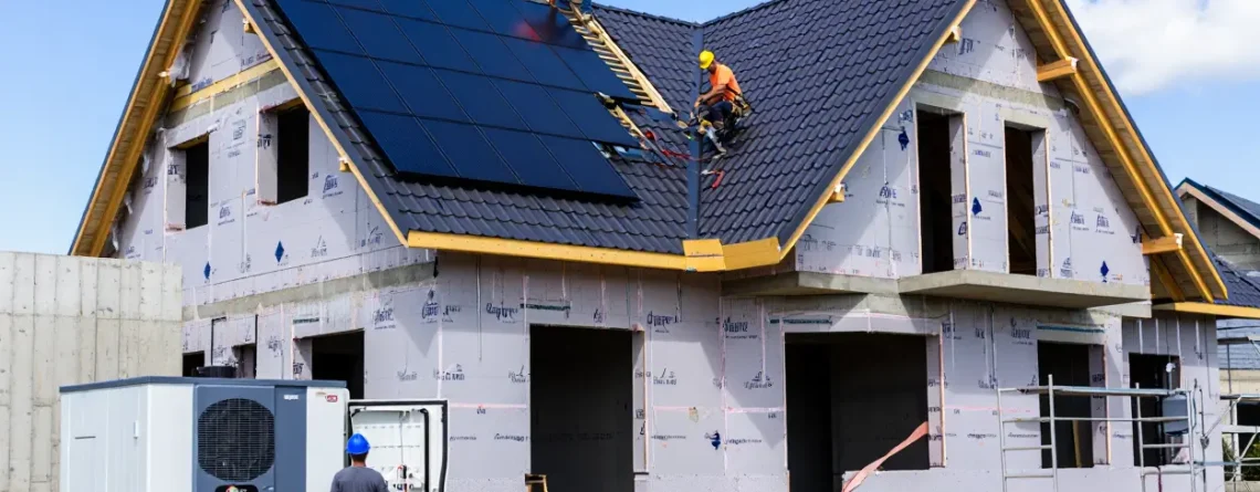 Maison neuve RE 2020 en construction