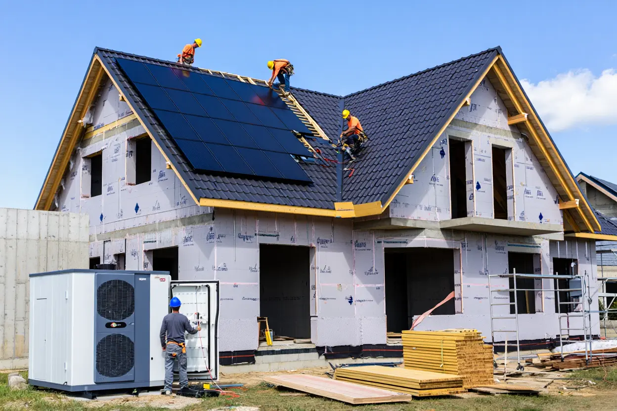 Maison neuve RE 2020 en construction