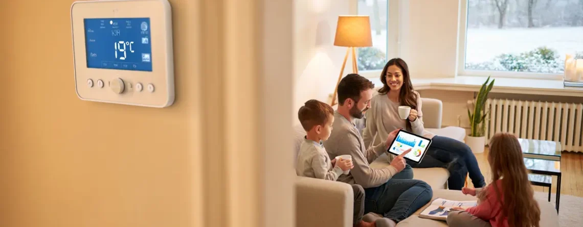 Thermostat programmable dans un salon français