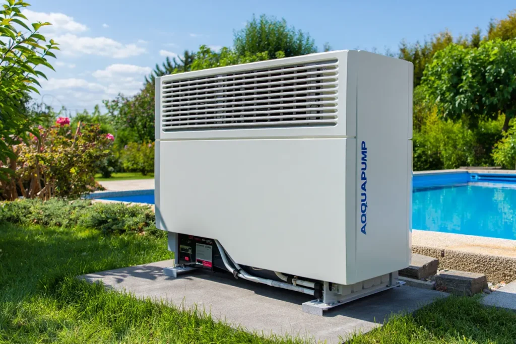 Pompe à chaleur piscine installée en extérieur