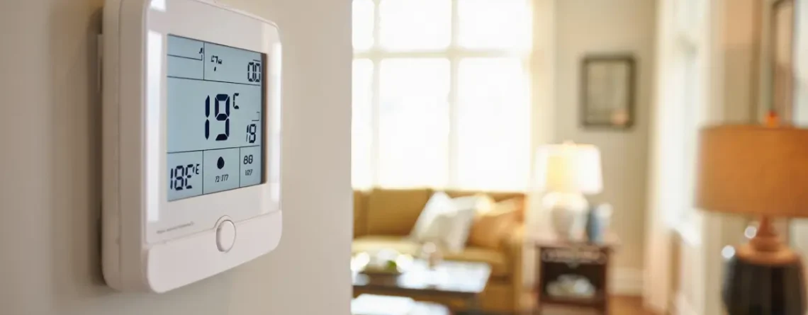 Thermostat programmé à 19°C dans un salon