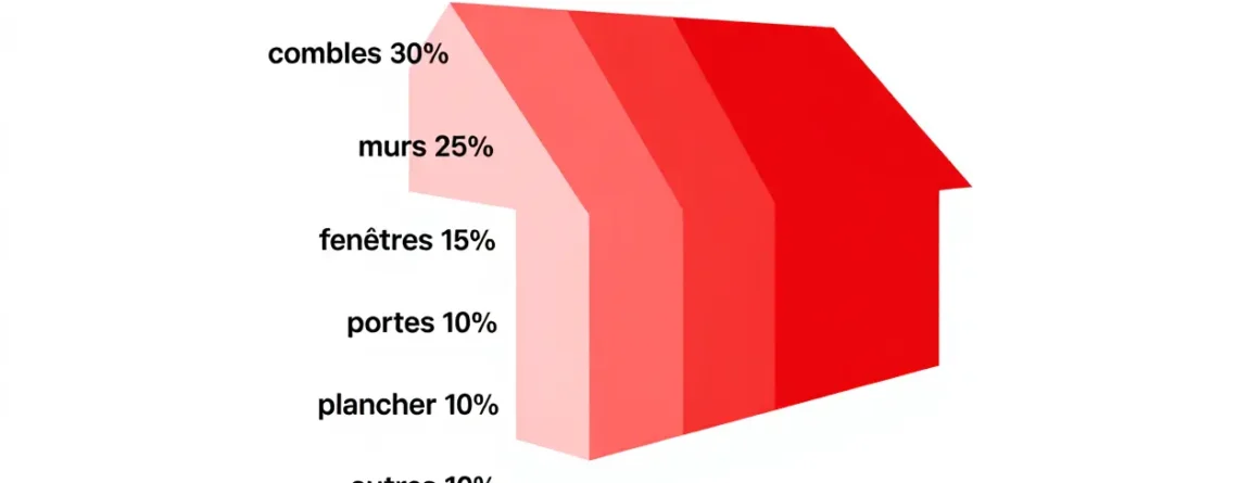 Zones de déperditions thermiques dans une maison