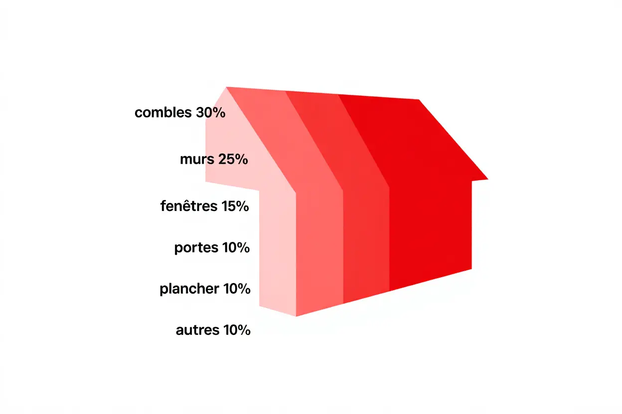 Zones de déperditions thermiques dans une maison