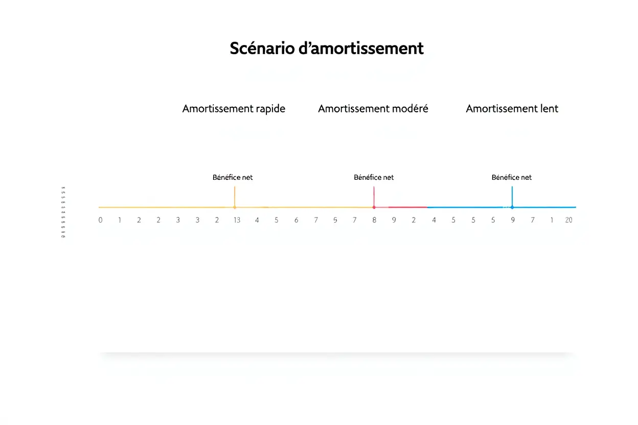 Calendrier d'amortissement d'une PAC selon trois scénarios