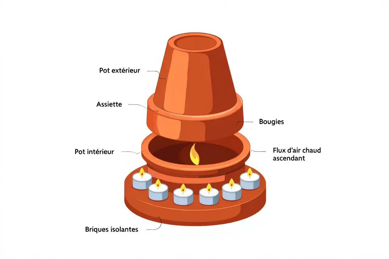 Schéma du chauffage aux bougies