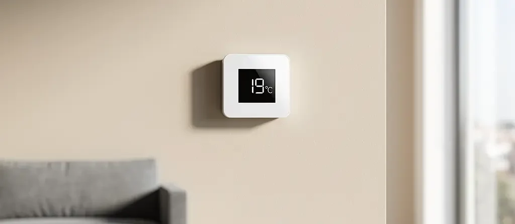 Thermostat digital affichant 19°C