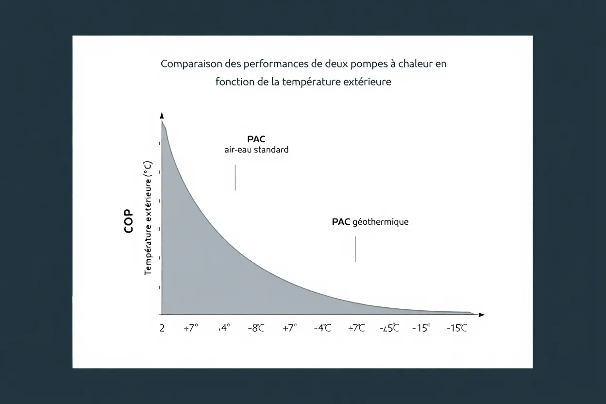 Évolution du COP selon la température extérieure