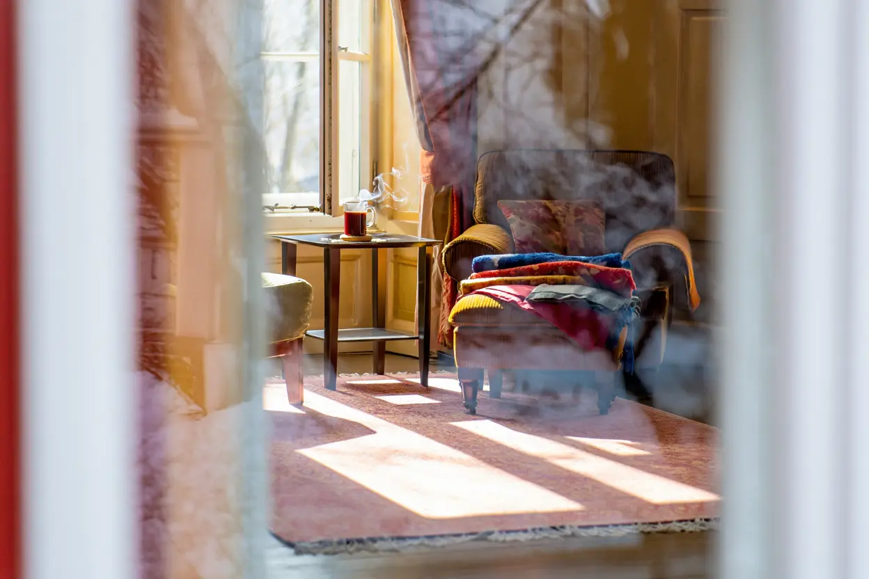 Soleil hivernal par la fenêtre