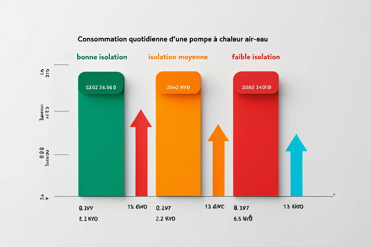 Consommation quotidienne PAC selon isolation