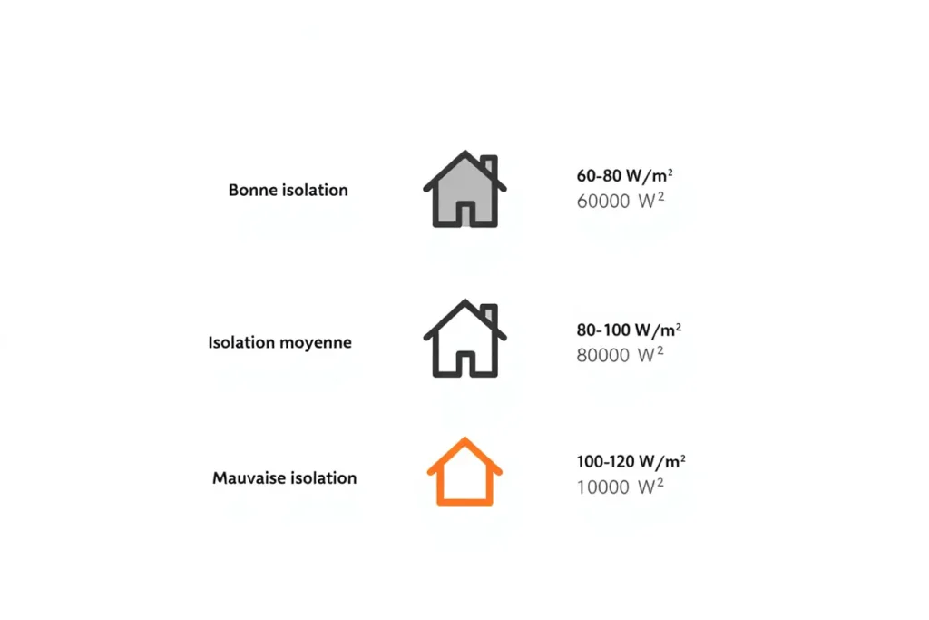 Coefficients d'isolation par surface