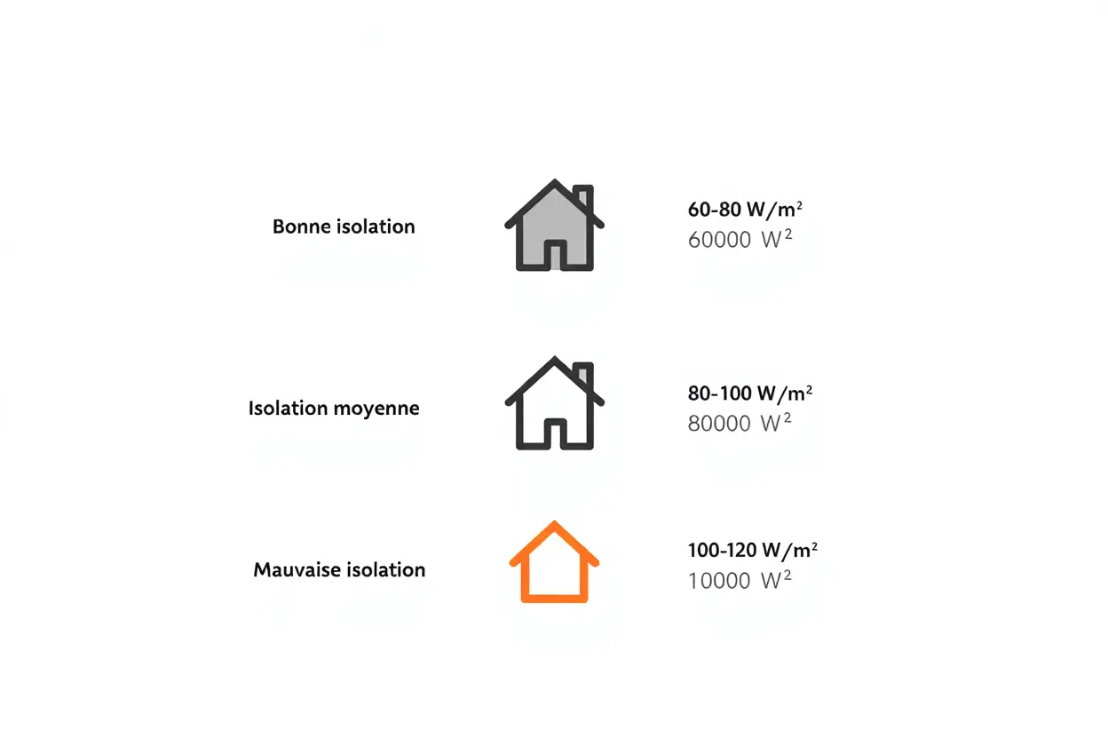 Coefficients d'isolation par surface