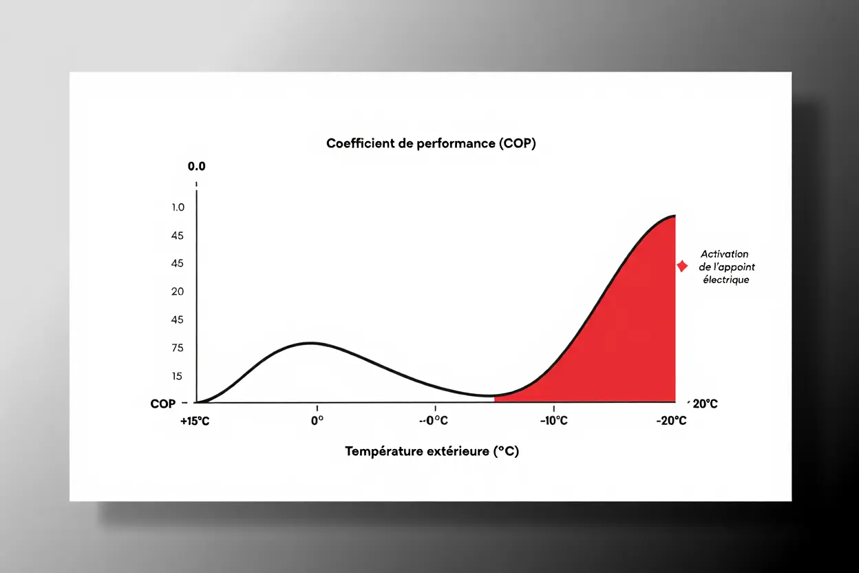 Courbe COP en fonction de la température