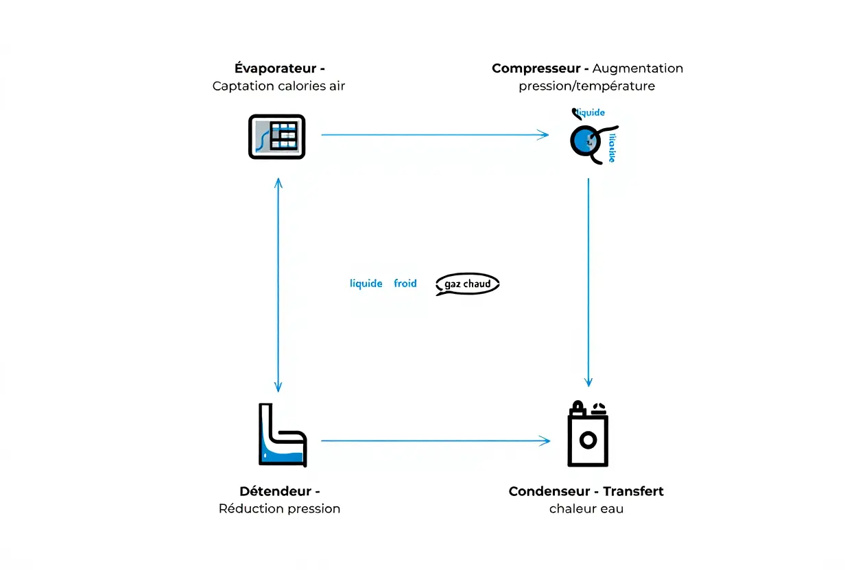 Cycle thermodynamique pompe à chaleur piscine