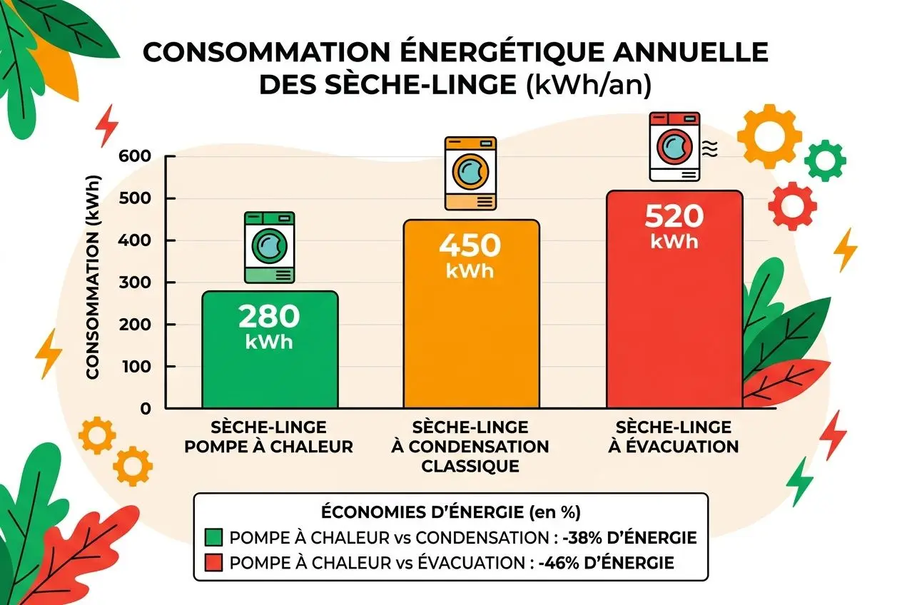 Comparaison consommation énergétique sèche-linge