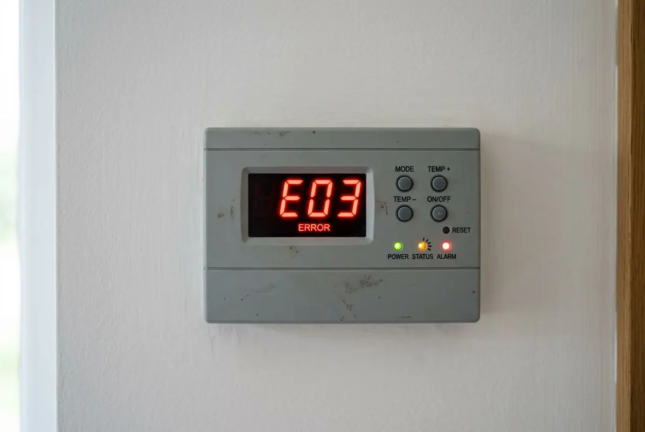 Panneau de contrôle pompe à chaleur avec code erreur