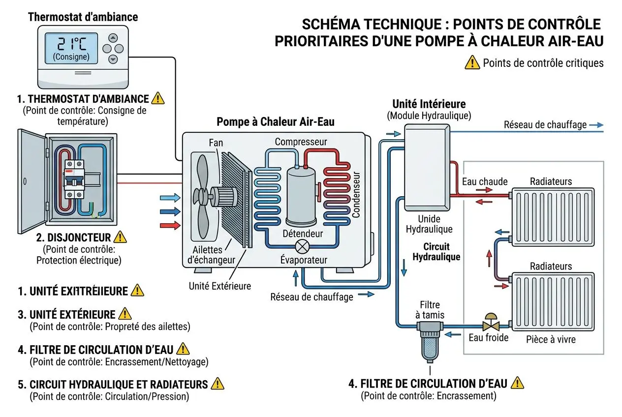 Points de vérification pompe à chaleur