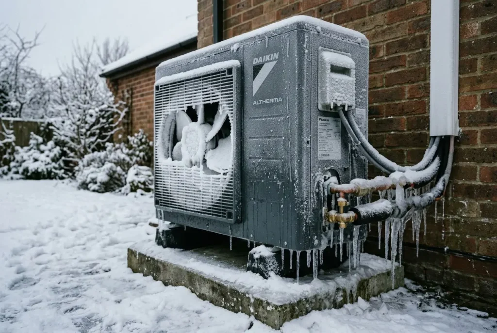 Unité extérieure givrée de pompe à chaleur