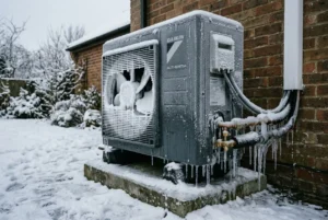 Unité extérieure givrée de pompe à chaleur