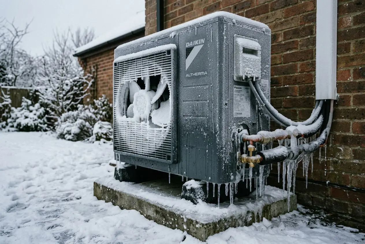 Unité extérieure givrée de pompe à chaleur